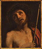 Cristo coronato di spine, attribuito al Guercino, olio su rame